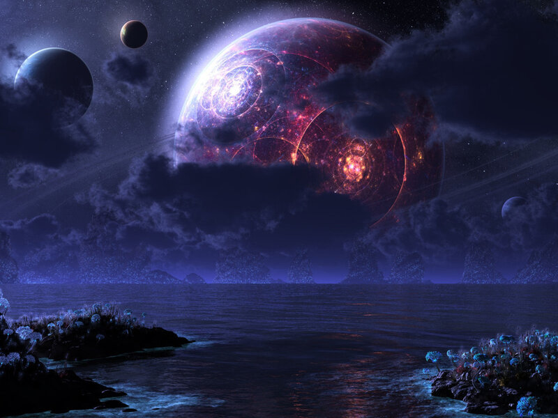 Alien Planet Landscape — Purple, Dramatic, Night, Digital Art, Planets
