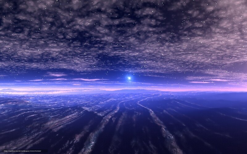 Alien Planet Landscape — Purple, Dramatic, Night, Digital Art, Stars, Clouds