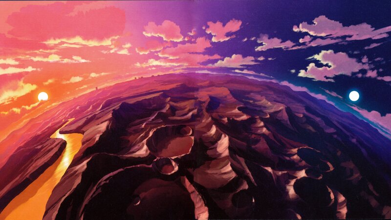 Alien Planet Landscape — Purple, Dramatic, Sunset, Digital Art, Sun, Moon