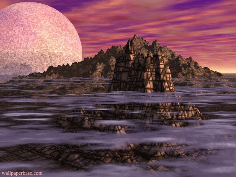 Alien Planet Landscape — Purple, Dramatic, Sunset
