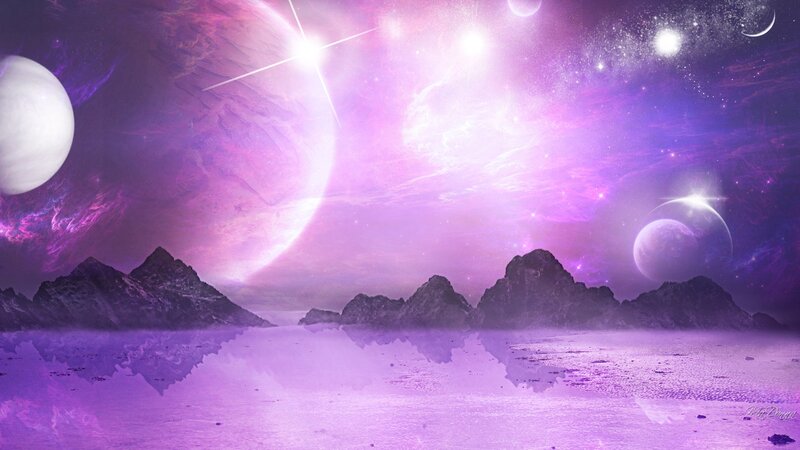 Alien Planet Landscape — Purple, Dreamy, Night