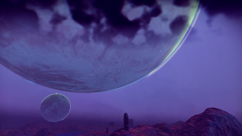 Alien Planet Landscape — Purple, Serene, Night, 3d Render