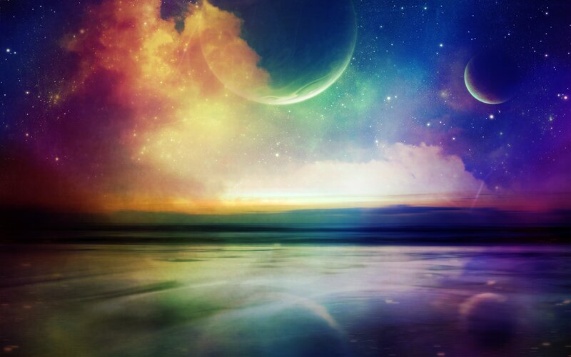 Alien Planet Landscape — Purple, Serene, Night, Digital Art, Planets, Stars