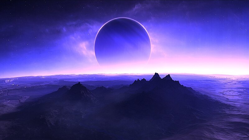 Alien Planet Landscape — Purple, Stars