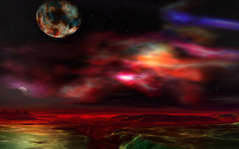 Alien Planet Landscape — Red