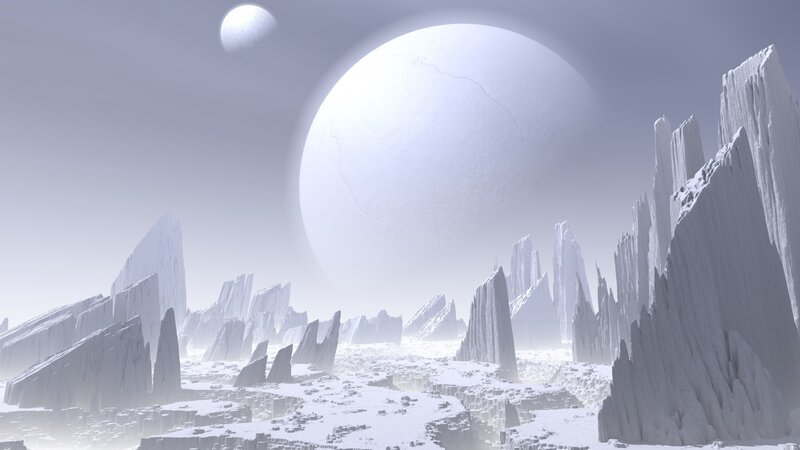 Alien Planet Landscape — White