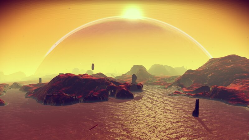 Alien Planet Landscape — Yellow, Dramatic, Sunset, 3d Render, Sun