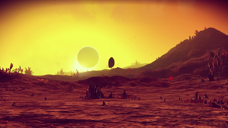 Alien Planet Landscape — Yellow, Dramatic, Sunset, 3d Render
