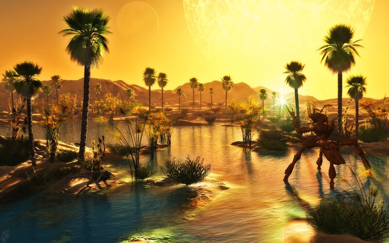 Alien Planet Landscape — Yellow, Serene
