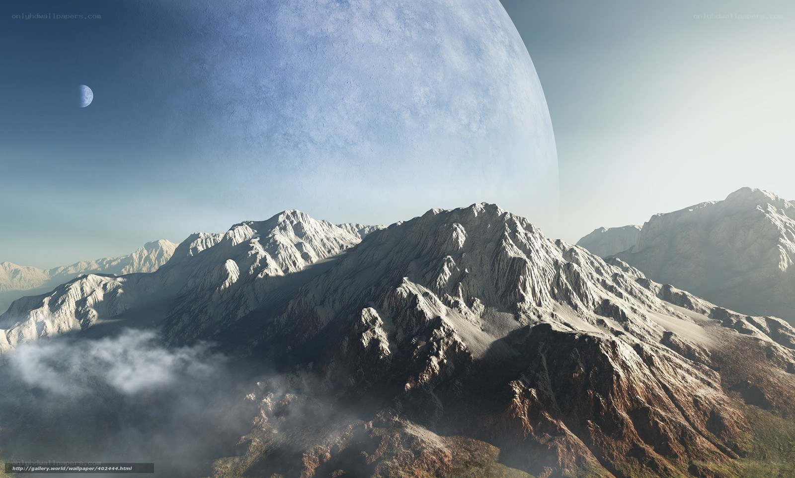 Alien planet mountain landscape