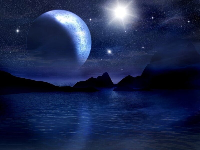 Alien planet night scene