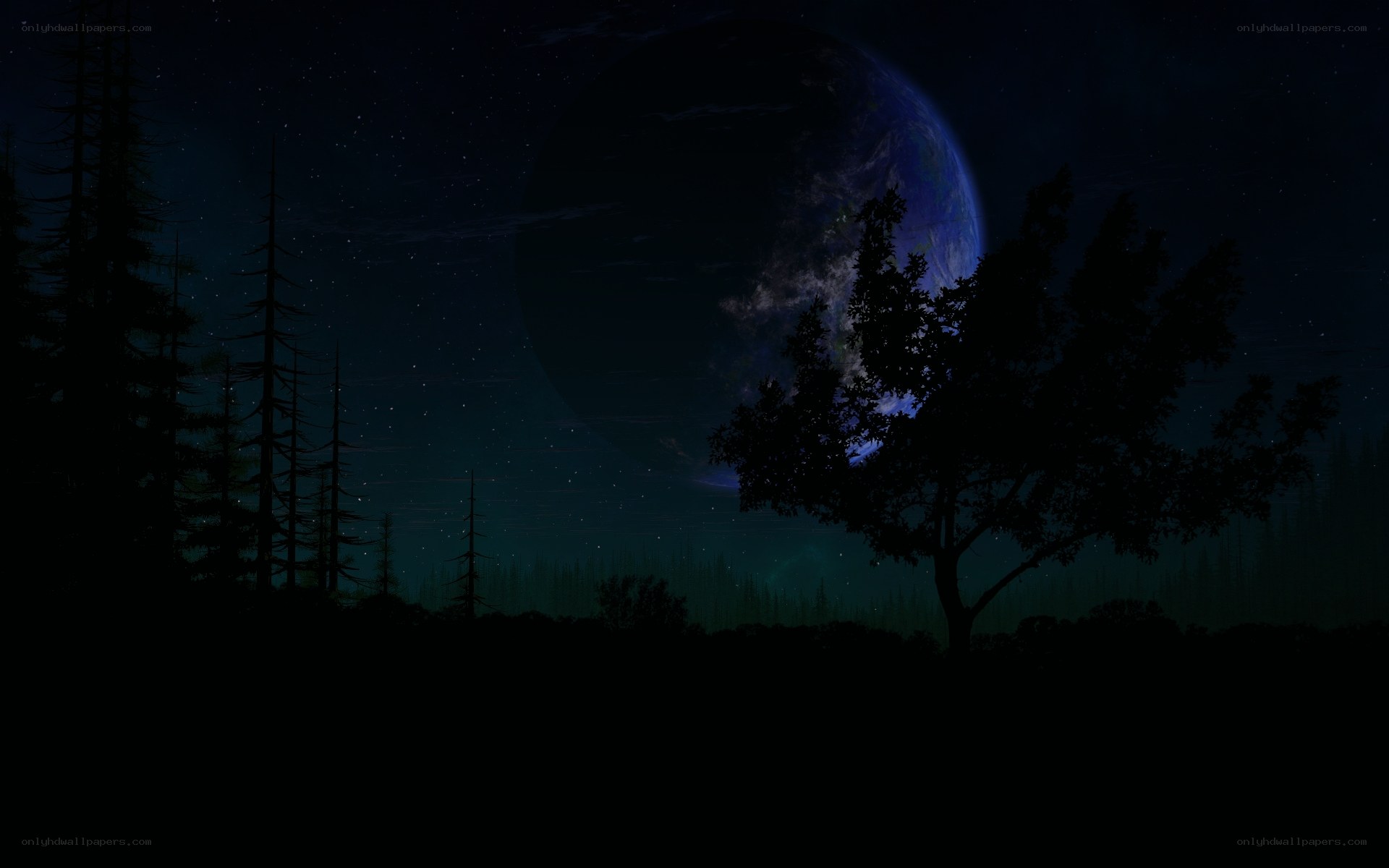 alien planet night scene