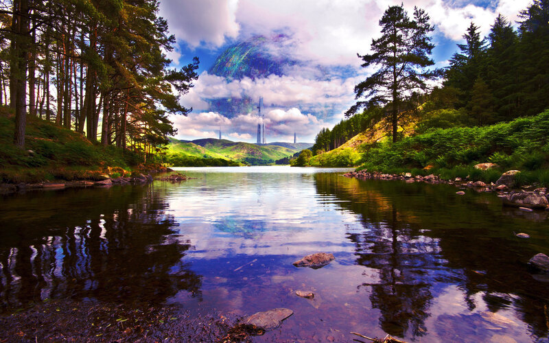 Alien Planet over Lake