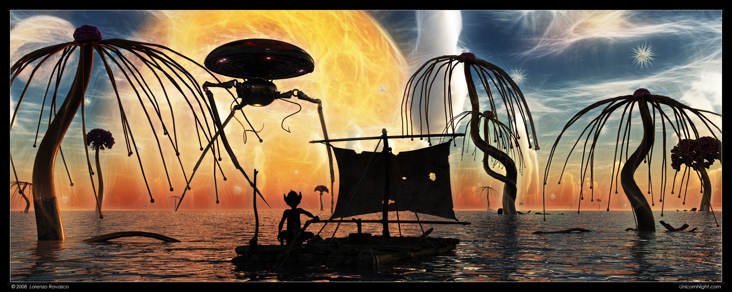 Alien planet raft journey
