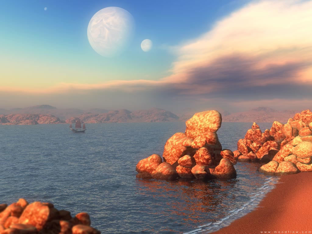 Alien planet seascape