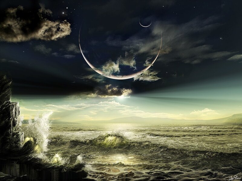 Alien planet seascape
