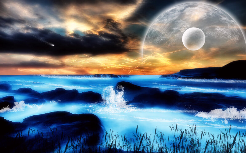 Alien Planet Seascape — Blue
