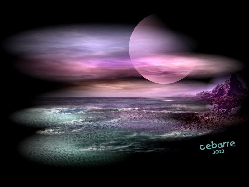 Alien Planet Seascape — Purple, Dramatic