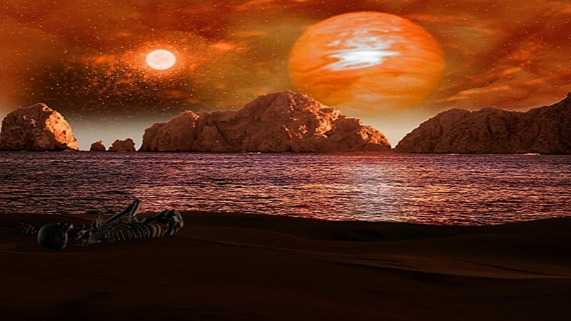 alien planet skeleton landscape