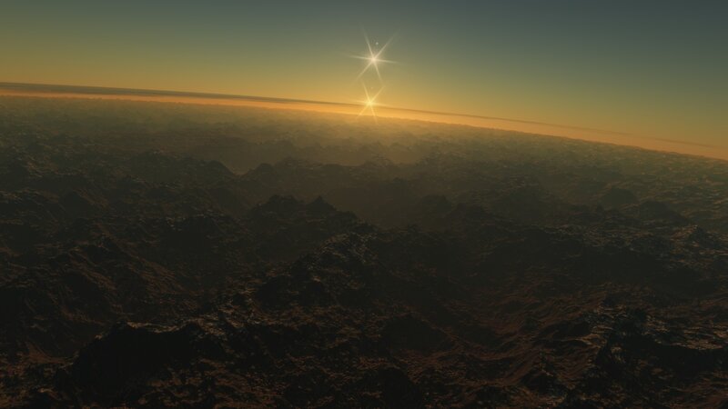 alien planet sunrise