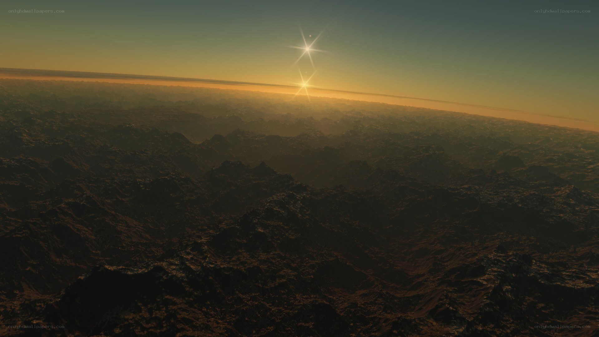alien planet sunrise