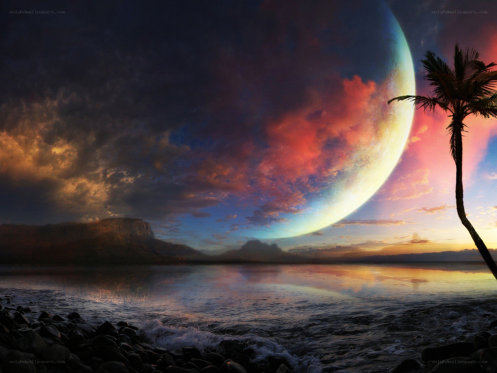 alien planet sunset