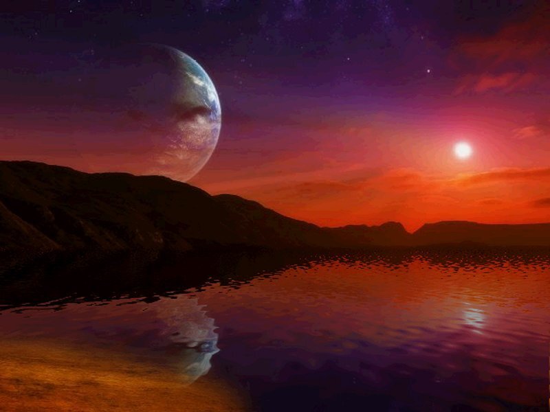 Alien planet sunset