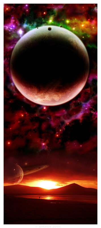 alien planet sunset