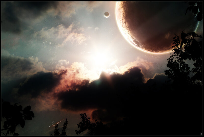 alien planet sunset