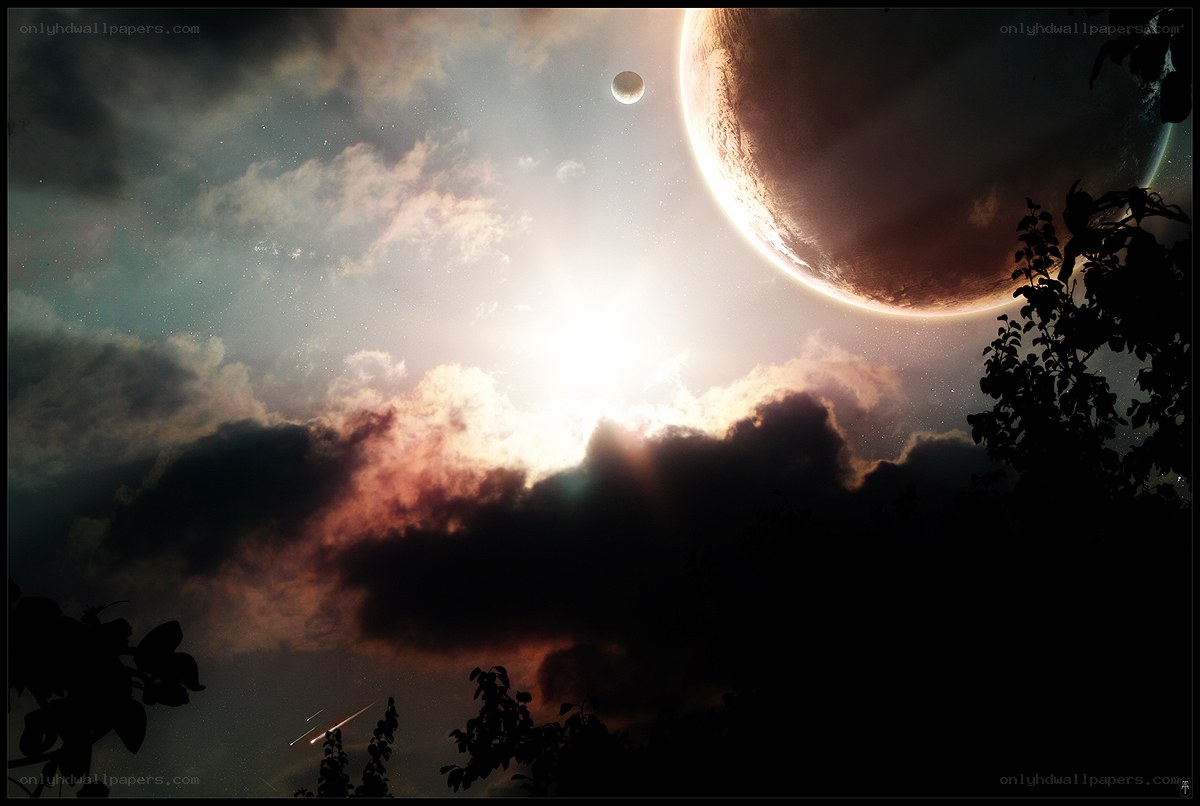 alien planet sunset