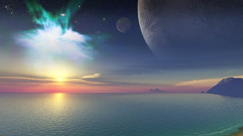 Alien Planet Sunset — Blue