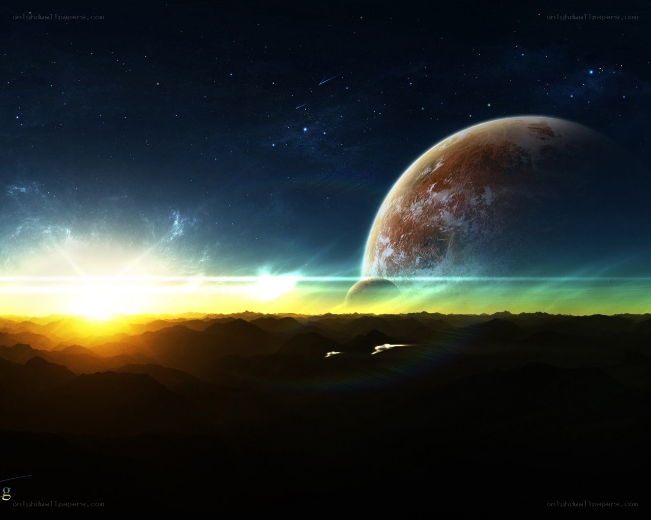 alien planet sunset landscape