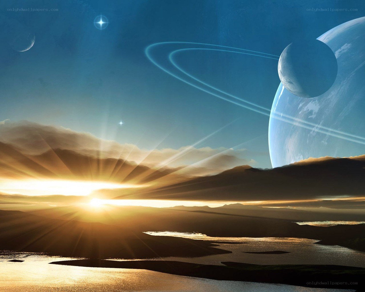 alien planet sunset landscape