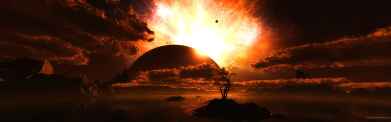 alien planet sunset landscape