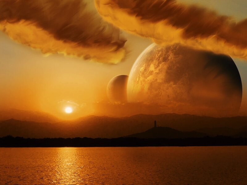 Alien Planet Sunset — Orange