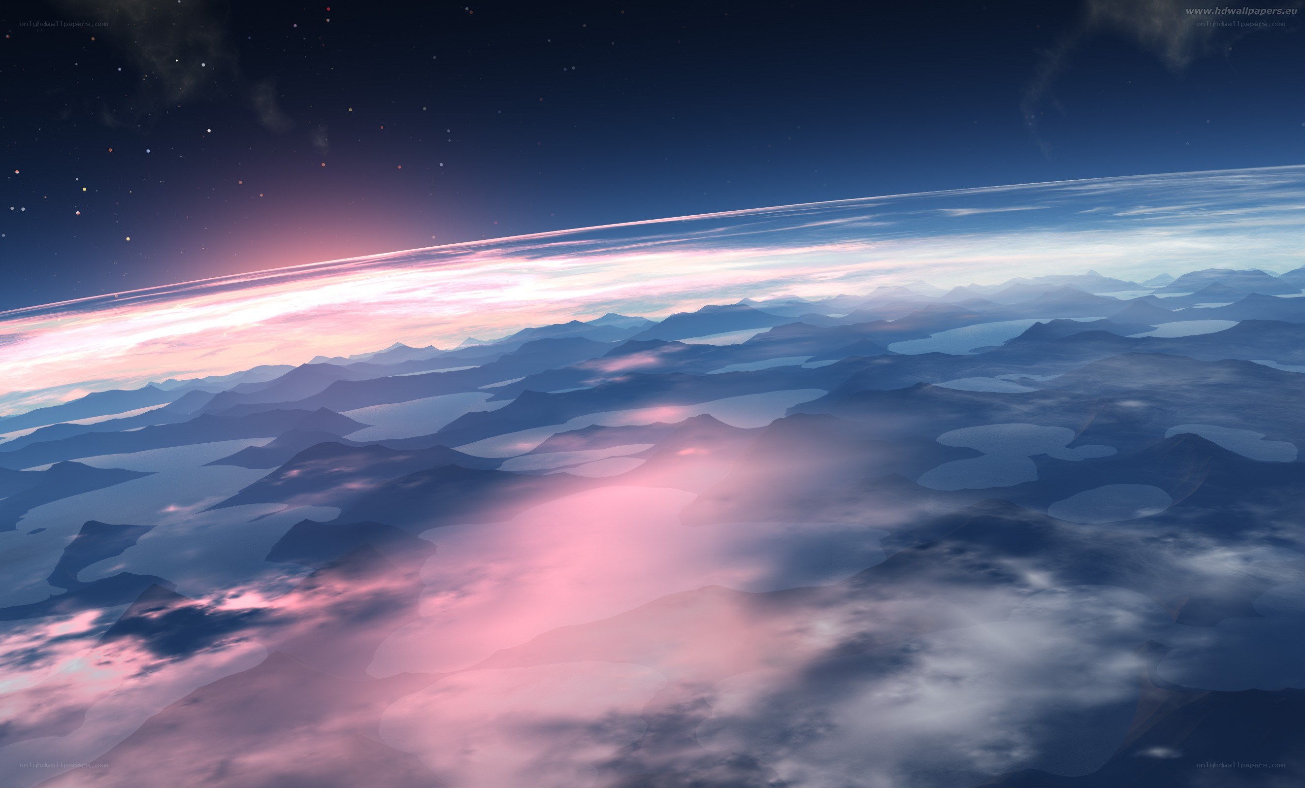 alien planet sunset view
