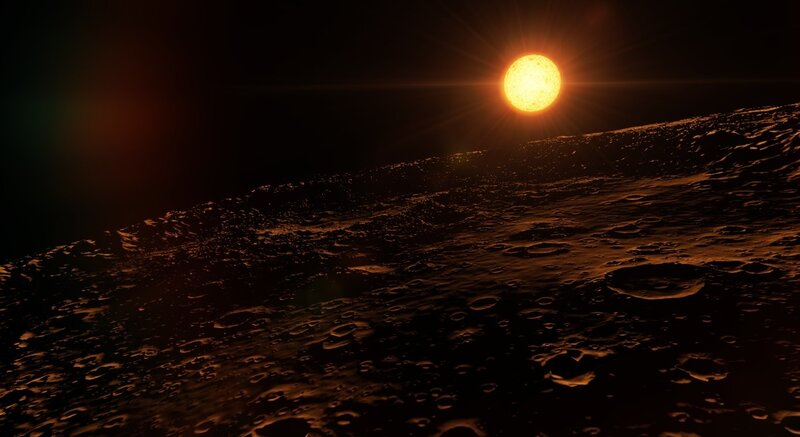 alien planet surface at sunrise