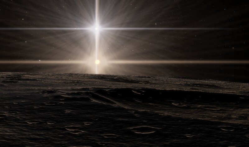 Alien Planet Surface — Black, Dramatic, Night, 3d Render, Star