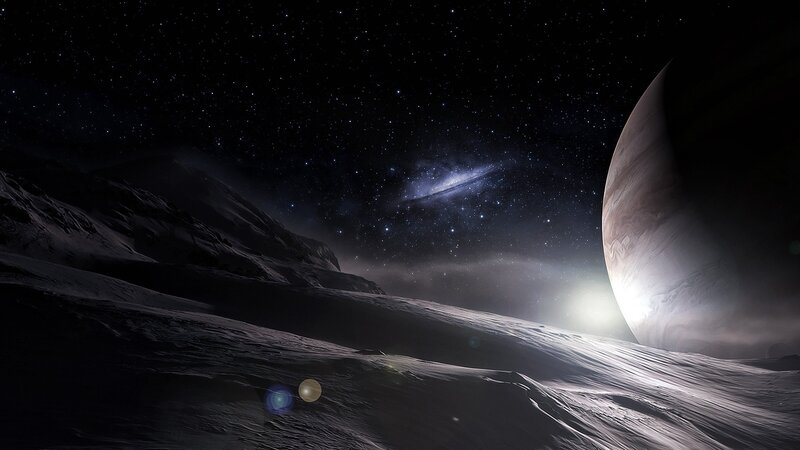 Alien Planet Surface — Black, Dramatic, Night, Digital Art, Stars