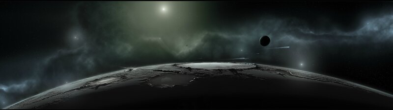 Alien Planet Surface — Black, Dramatic, Night, Digital Art
