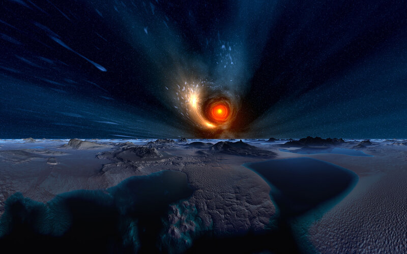 Alien Planet Surface — Blue, Dramatic, Night
