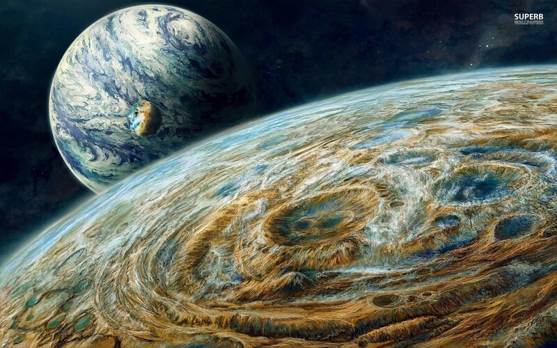 Alien Planet Surface — Brown, Dramatic, Digital Art, Moon, Space