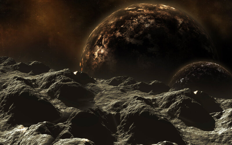 Alien Planet Surface — Brown, Dramatic, Digital Art, Planets