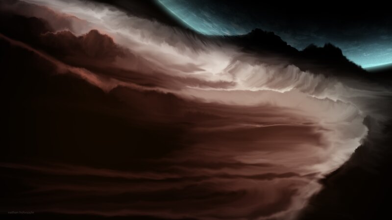 Alien Planet Surface — Brown, Dramatic, Night