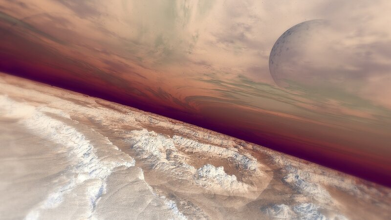 Alien Planet Surface — Brown, Dramatic, Sunset, Digital Art