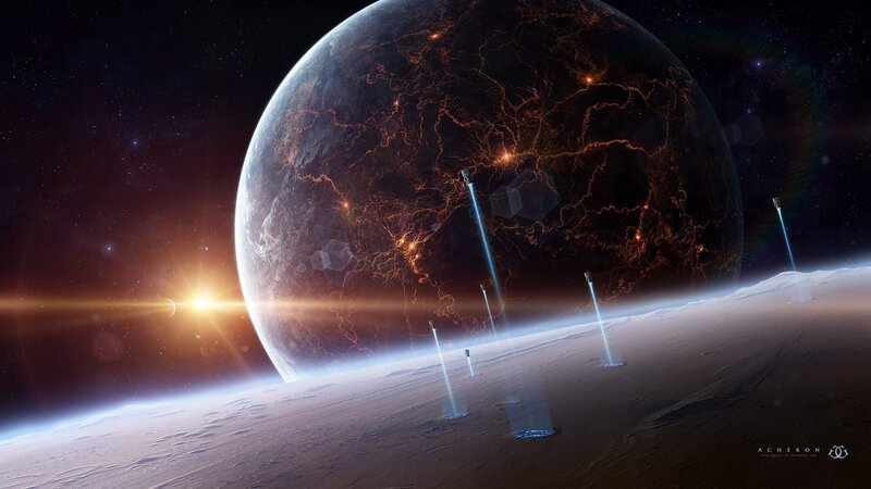 Alien Planet Surface — Brown, Dramatic, Sunset