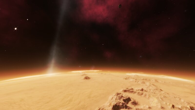 Alien Planet Surface — Orange, Dramatic, Night, 3d Render, Star