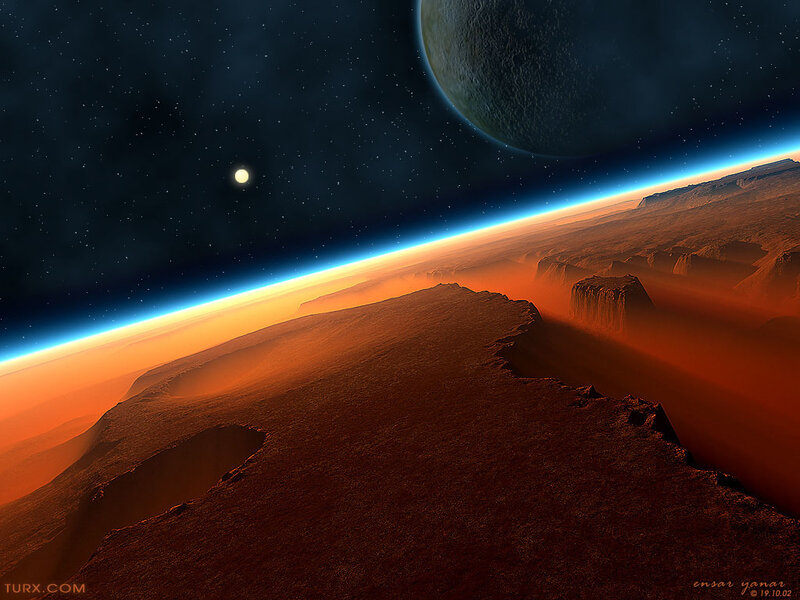 Alien Planet Surface — Orange, Dramatic, Night
