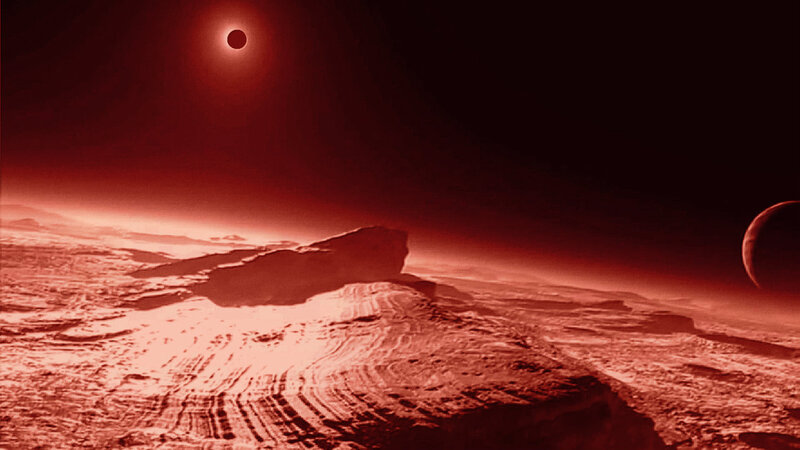 Alien Planet Surface — Red, Dramatic, Night