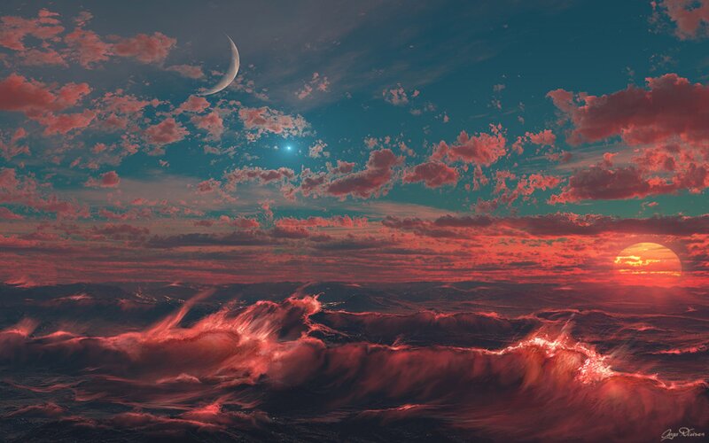 Alien Planet Surface — Red